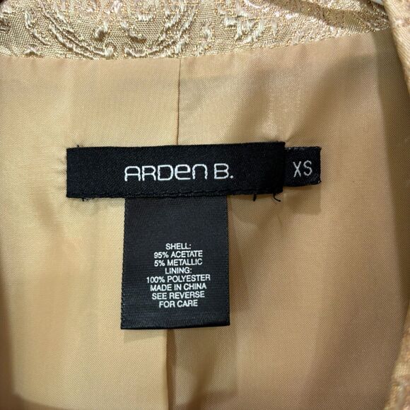 VTG Y2K Arden B Gold Jacket Tapestry Jaquard Print XS Tailored Career 90s Fitted - Picture 4 of 9